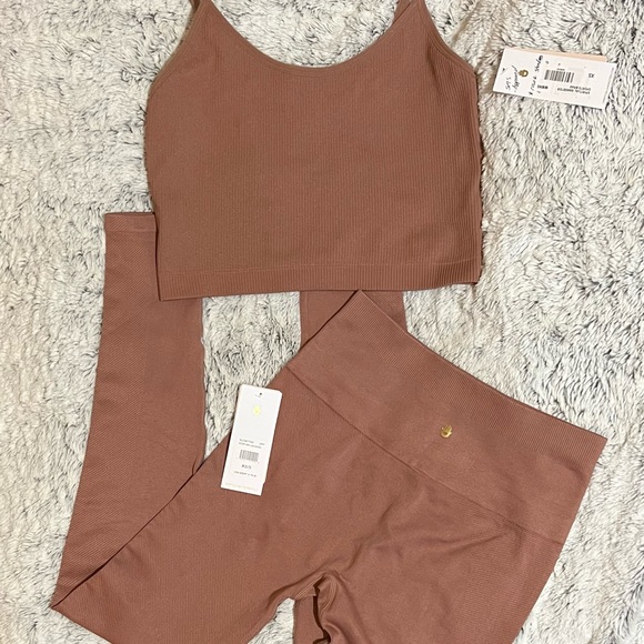 NWT Spiritual Gangster Nude XS/S Seamless Entice Top + Icon Bottom in Cappuccino - Picture 5 of 6
